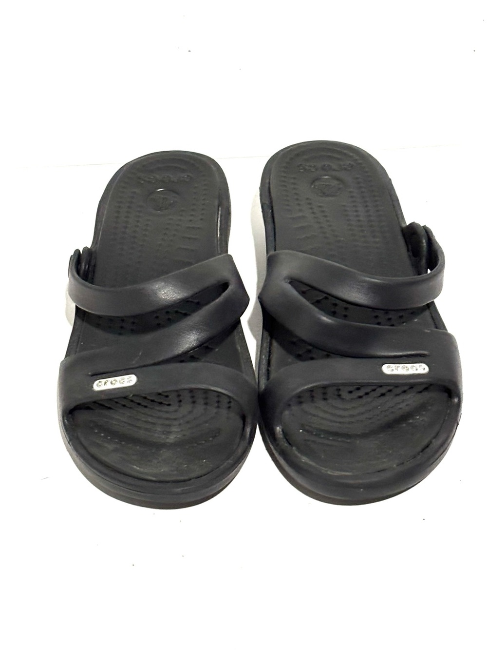 Crocs Patricia Wedge Sandal Women's Black Strappy Waterproof Slide Size 6